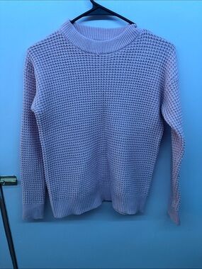 Time and Tru pink Waffle Knit Crewneck Sweater